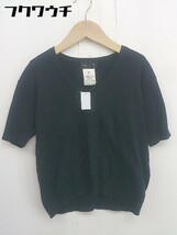 ◇ agnes b. アニエスベー フランス製 Vネック 半袖 Tシャツ カットソー サイズ2 ブラック レディース_画像2