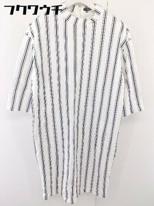 * * * unused * MAYSON GREY stripe stand-up collar long sleeve knees height One-piece size 2 white black lady's 