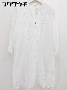 * SHIPS Ships stand-up collar embroidery race long sleeve Mini One-piece white lady's 