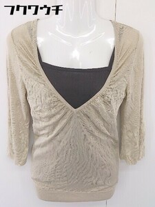 * PINKY&DIANNE Pinky & Diane V neck long sleeve knitted sweater size 38 beige Brown lady's 