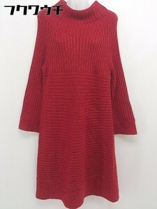 * aquagirl Aqua Girl bottleneck flair sleeve long sleeve knees height knitted One-piece red lady's 