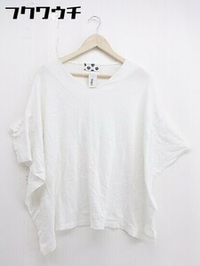 ◇ antiqua アンティカ Vネック 五分袖 Tシャツ カットソー ホワイト レディース