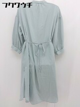 ◇ w closet ダブルクローゼット ウエストリボン　スリット 長袖 膝下丈 ワンピース サイズF ミントグリーン レディース_画像3