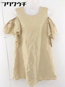 * AG by aquagirllinen. open shoulder A line short sleeves Mini One-piece size S beige lady's 