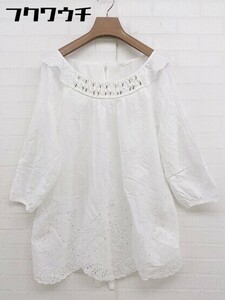 ◇ TO BE CHIC トゥー ビー シック 花柄 刺繍 長袖 ミニ ワンピース サイズ40 ホワイト レディース