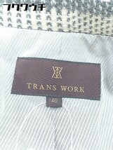 ◇ TRANS WORK トランスワーク 総柄 長袖 コート サイズ40 オフホワイト グレー系 レディース_画像4