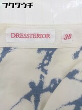 ◇ ◎ DRESSTERIOR ドレステリア ウエストリボン付き 総柄 半袖 膝丈 ワンピース サイズ38 ベージュ系 レディース_画像4