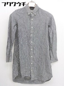 ◇ B:MING LIFE STORE by BEAMS ストライプ ボタンダウン BD 長袖 ミニ シャツ ワンピース サイズS ブルー系 レディース