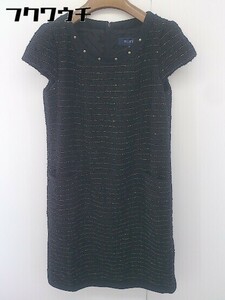 * ROPE' Rope tweed series lame Mini French sleeve One-piece size 9 black lady's 