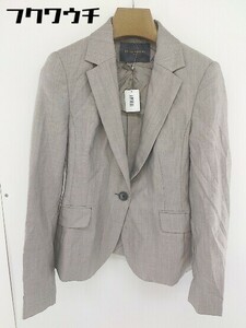 ◇ UNITED ARROWS シルク混 肩パット 1B 背抜き 長袖 ジャケット ブレザー サイズ 36 ベージュ レディース