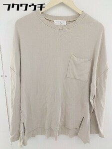 ◇ antiqua アンティカ スタンドカラー オーバーサイズ 長袖 Tシャツ カットソー サイズ F ベージュ レディース