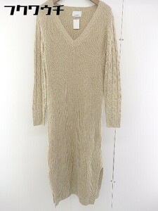 # EGOIST Egoist V neck side slit long sleeve long knitted One-piece beige lady's 