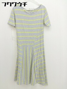 ◇ PeopleTree ピープルツリー ボーダー 切替 半袖 膝丈 ワンピース サイズM グレー レディース