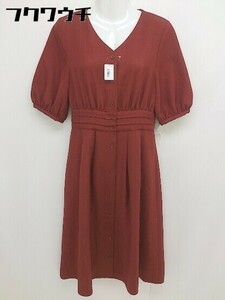 * N. Natural Beauty Basic. minute sleeve knees under height One-piece size M red brown group lady's 