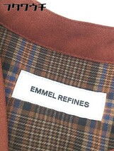 ◇ ◎ EMMEL REFINES 切替 チェック ウエストリボン 長袖 ロング ワンピース サイズ S ブラウン レディース_画像4