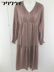* snidel Snidel V neck long sleeve long One-piece size F pink Brown lady's 