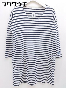 ◇ ORCIVAL オーシバル フランス製 ボーダー チュニック Tシャツ カットソー サイズ1 アイボリー系 ネイビー レディース