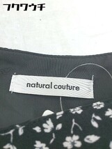 ◇ natural couture ナイスクラップ 花柄 七分袖 膝下丈 ワンピース ブラック ホワイト系 レディース_画像4