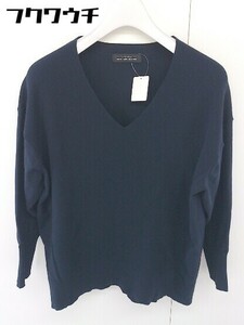 ◇ green label relaxing UNITED ARROWS Vネック 長袖 ニット カットソー ネイビー レディース