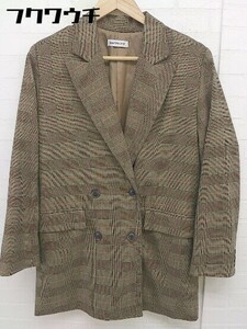 ◇ BROWNY グレンチェック オーバーサイズ 長袖 ジャケット サイズF ブラウン レディース