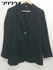 ◇ H?LIOP?LE エリオポール リネン混 薄手 1B シングル 長袖 ジャケット ブレザー サイズ 36 ブラック レディース