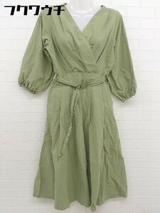 * * FREE'S MAR T belt attaching kashu cool volume sleeve long sleeve knees under height One-piece size F green lady's 