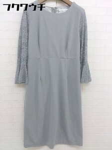 ◇ LACE LADIES 袖レース 七分袖 膝丈 ワンピース サイズL グレー レディース