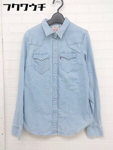 ◇ ◎ Levi's リーバイス ロゴ 長袖 シャツ サイズXS ライトブルー レディース