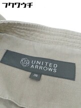 ◇ ◎ UNITED ARROWS リネン混 ウエストリボン付 半袖 膝丈 ワンピース サイズ38 グレージュ系 レディース_画像4