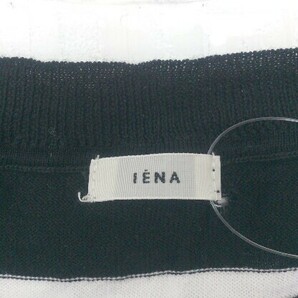 ◇ IENA イエナ リネン混 ボーダー 五分袖 ニット カットソー ブラック ホワイト レディースの画像4