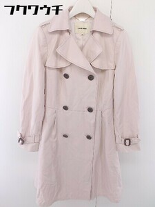 ◇ ◎ Laisse Passe Messe Passe Belt Double Button Trench Poat Размер 36 Pink Lady