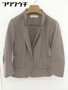◇ HIROKO KOSHINO ヒロココシノ リネン混 長袖 ジャケット サイズ38 ブラウン レディース