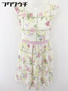 ◇ tocco closet トッコ クローゼット 花柄 半袖 ミニ ワンピース オフホワイト マルチ レディース