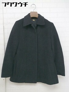 ◇ ef-de エフデ アンゴラ混 長袖 ウール コート サイズ9号 チャコールグレー レディース