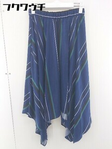 ◇ ◎ LOUNGEDRESS GALLARDAGALANTE タグ付き 定価1.5万円 膝下丈 フレア スカート サイズF ネイビー マルチ レディース