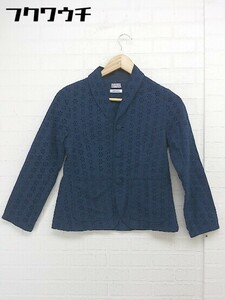 ◇ BEAMS BOY ビームス ボーイ 花刺繍 シングル 長袖 テーラードジャケット ブレザー サイズ F ネイビー レディース