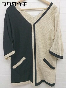 * Language Language long sleeve cut and sewn size 1 beige black lady's 