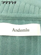 ◇ ◎ Andemiu ノースリーブ Vネック ウエストゴム スリット 膝下丈 ワンピース サイズF グリーン レディース_画像4