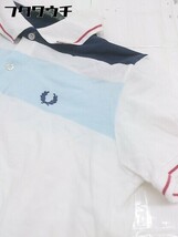 ◇ ◎ FRED PERRY フレッドペリー 鹿の子 半袖 ポロシャツ サイズＬ ホワイト マルチ レディース_画像7