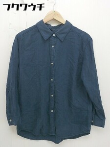 * nano universe The 1st.Floor Nano Universe long sleeve shirt blouse size F navy series lady's 