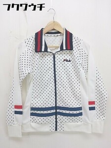 ◇ FILA フィラ 水玉 ドット ジップアップ 長袖 ジャージ ジャンパー ブルゾン サイズ M ホワイト ネイビー レディース