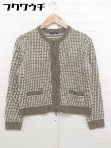 ◇ K.T KIYOKO TAKASE キヨコ タカセ ジップアップ 長袖 ニットジャケット サイズ9 ブラウン ホワイト レディース