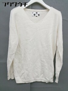 ◇ antiqua アンティカ Vネック コットン ニット 長袖 セーター サイズ S オフホワイト レディース