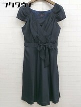 ◇ RUIRUE BOUTIQUE サイドジップ リボン フレンチスリーブ 膝丈 ワンピース サイズXL ネイビー レディース_画像1