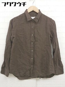 ◇ green label relaxing グリーンレーベル UNITED ARROWS リネン100% 長袖 シャツ サイズ38 ダークブラウン レディース