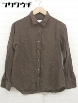 ◇ green label relaxing グリーンレーベル UNITED ARROWS リネン100% 長袖 シャツ サイズ38 ダークブラウン レディース_画像1