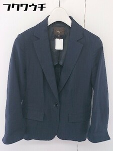 ◇ Demi-Luxe BEAMS ビームス 1B シングル リネン混 長袖 テーラード ジャケット サイズ36 ネイビー系 レディース