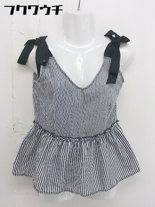 * * rienda rienda tag attaching stripe blouse cut and sewn size F white black group lady's 