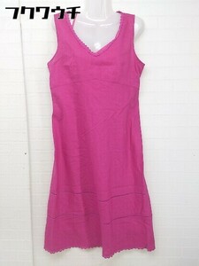 * * KUMIKYOKU Kumikyoku linen. no sleeve long One-piece size 6 magenta lady's 