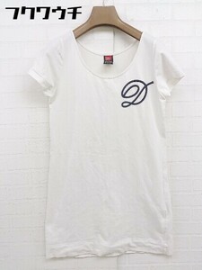 ◇ DOUBLE STANDARD CLOTHING ロゴ 刺繍 半袖 ミニ ワンピース サイズF ホワイト レディース